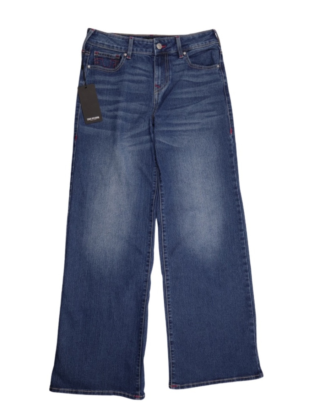 NWT True Religion Bobby SN Baggy Jeans Pink Stitch Size 27